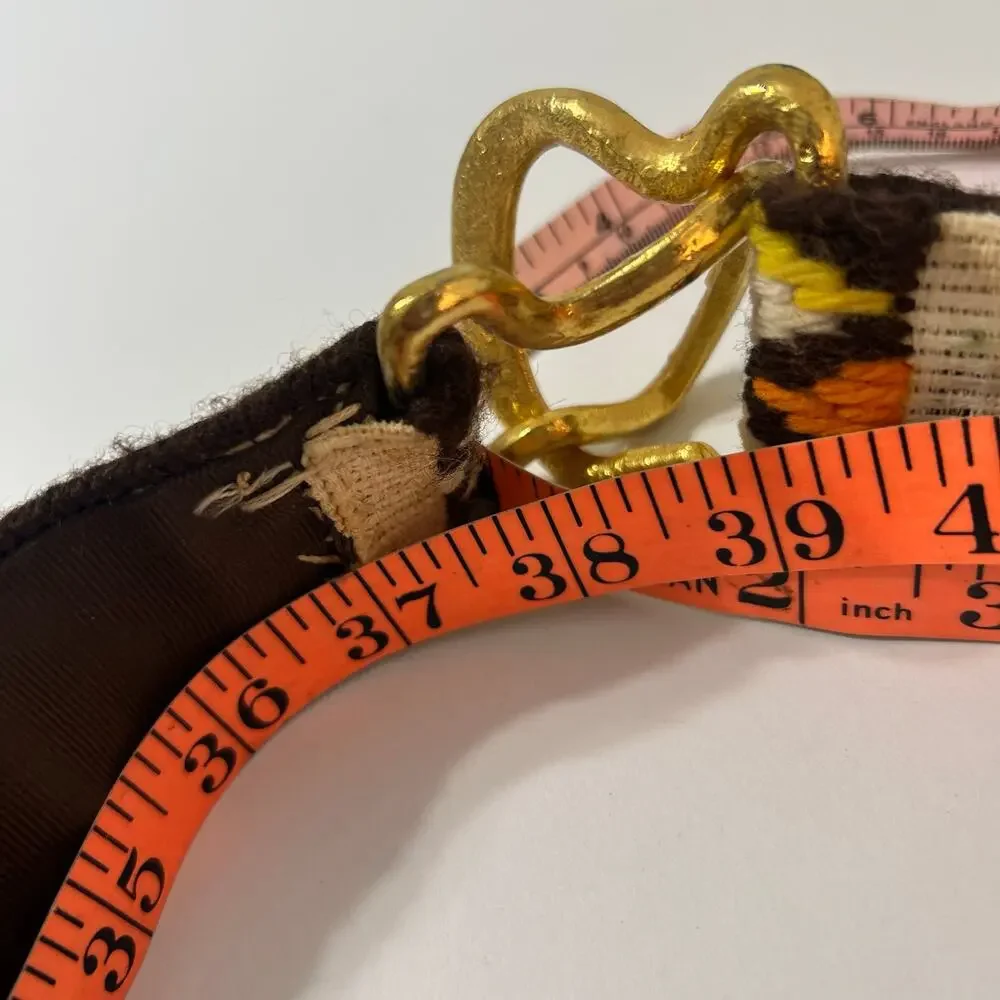Woven Belt Vintage Gold Colorful Boho Yarn Tapestry Carpet Western Handmade FLAW